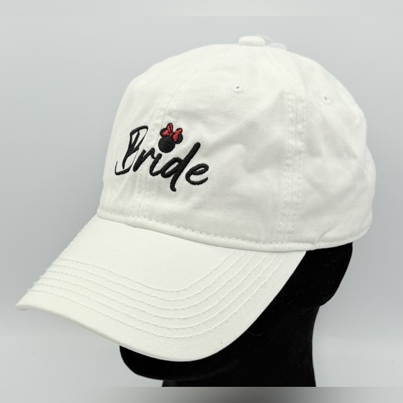Disney Minnie Mouse “Bride” White Black Text  Cotton Baseball Cap Hat NWT NEW - Picture 1 of 10
